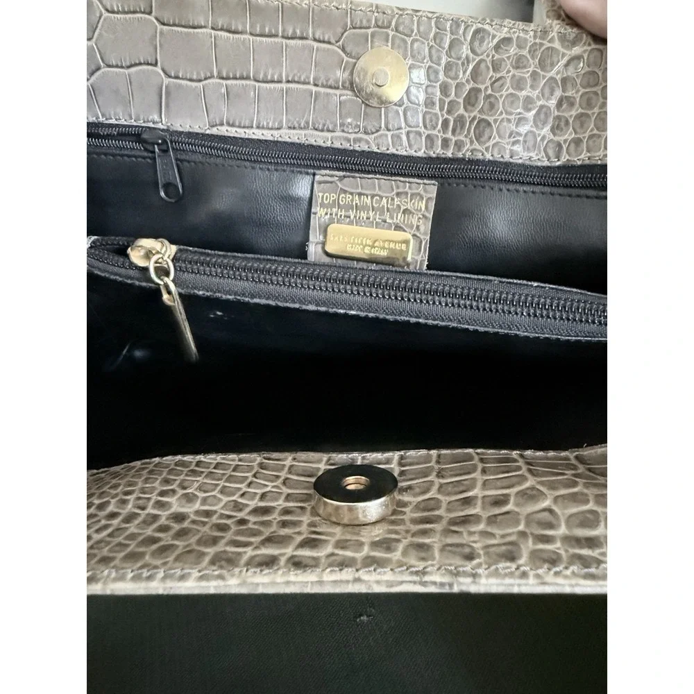 Saks Fifth Avenue Vintage Faux Croc Embossed Tote Bag Shoulder Purse Calf Skin